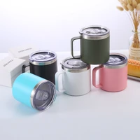 12oz14oz stainless steel vacuum flask beer cooler mug creative office tea cup with handle desktop cup