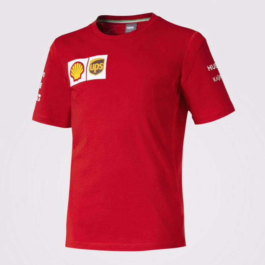 

For Ferrari 2022 F1 Racing Team Car Fan Red Breathable T-shirt Brand Printed Clothes Fashion Solid Color Casual Men's
