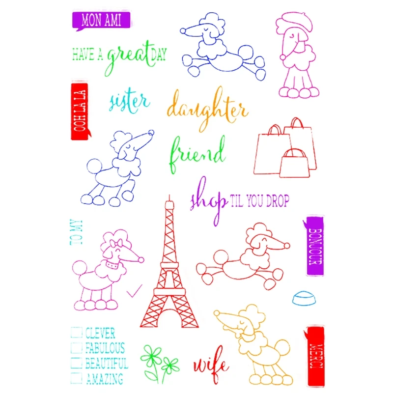

B36C Joyful Dog Clear Stamp Silicone Seal Sheet DIY Diary Scrapbooking Card Album S32