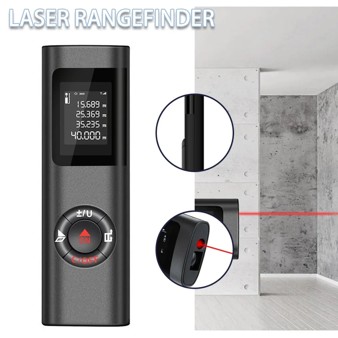 

40M Mini Eletronic Level Digital Laser Rangefinder USB Charging Distance Meter Measure Range Finder Tool