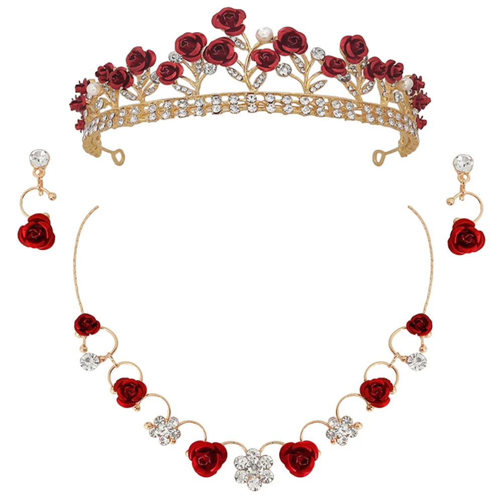

of Rose Shape Crown Necklace and Earring Girls Earrings Girls Jewelry Set
