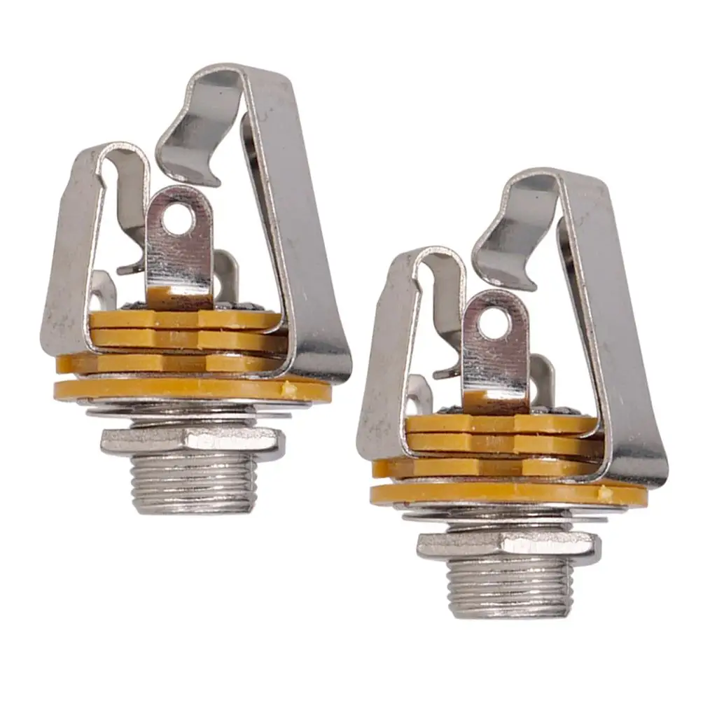 

2Pc Chrome Brass 1/4 "Stereo Input Socket for Electric Guitar Bass