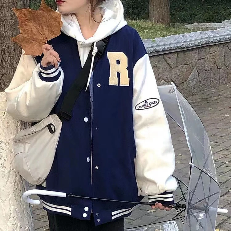 

vill embroidered baseball jacket women's y2k spring and autumn hip-hop college wind jacket men and women casual jacket ins trend