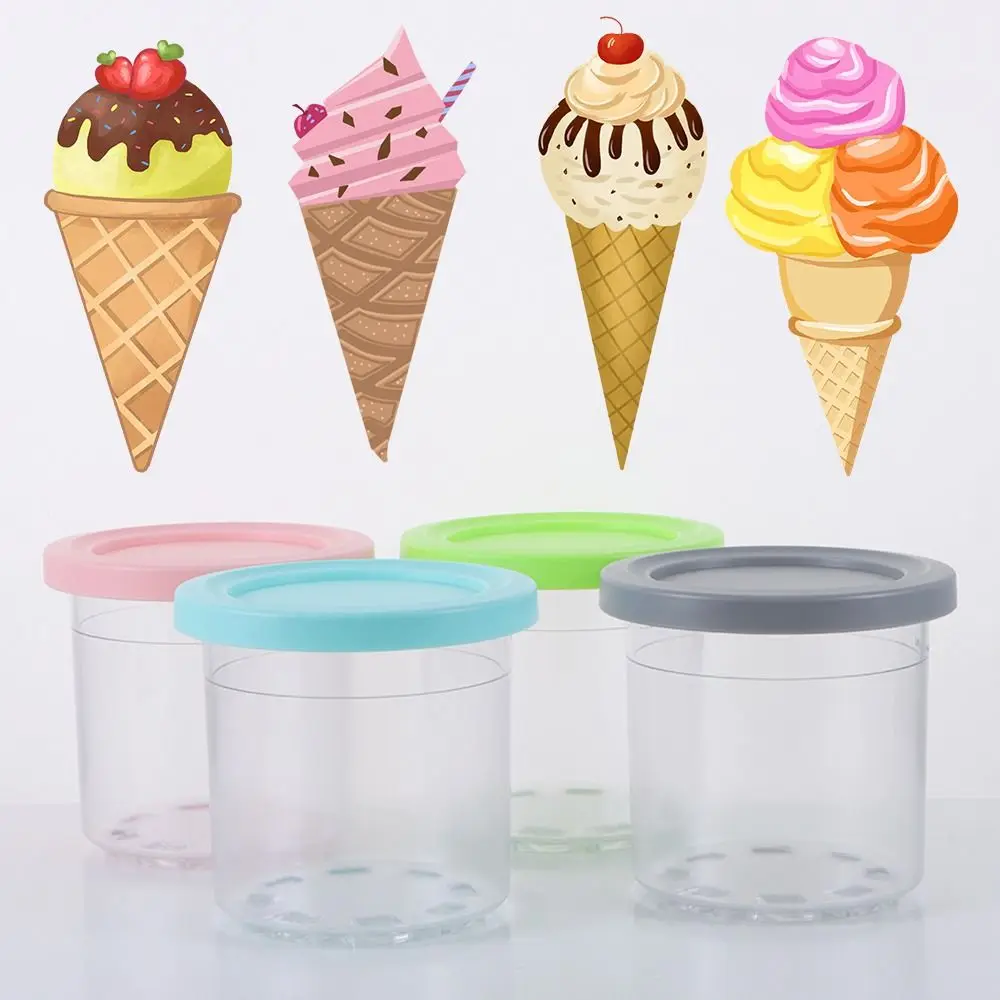 

1/2/4pcs Ice Cream Pints Cup Ice Cream Containers With Lids For Ninja Creami Pints Nc301 Nc300 Nc299amz Series Ice Cream Maker