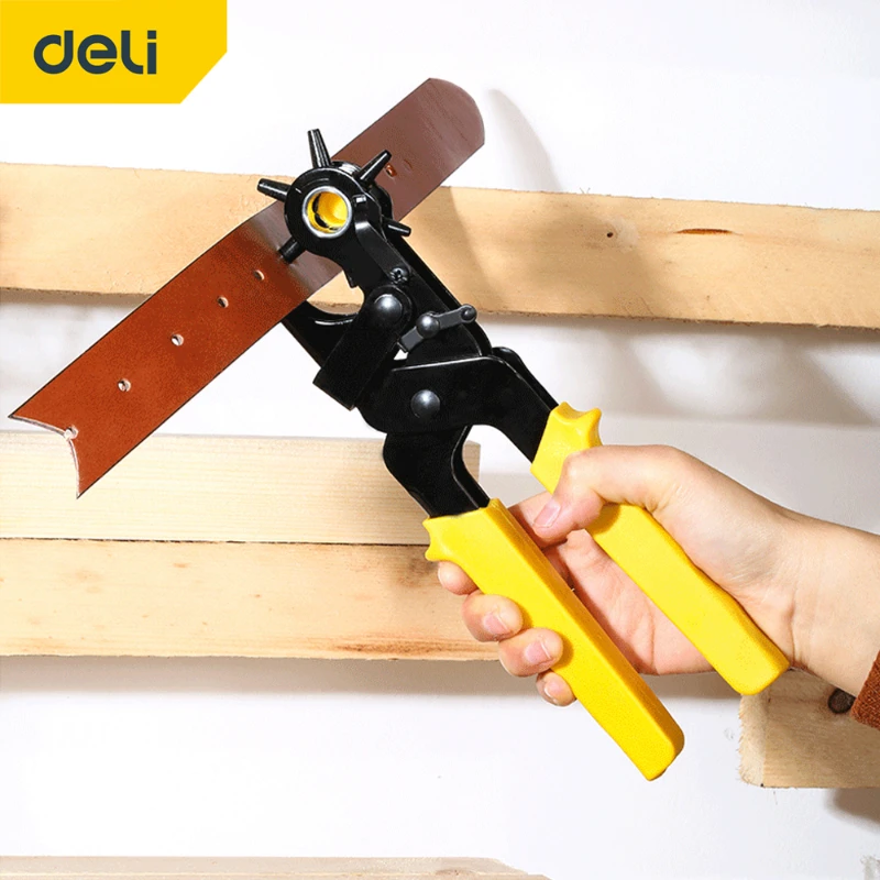 

DELI Strap Machine Bag Setter Sewing Household leathercraft Leather Puncher Revolve Tool Punch Plier Eyelet Belt Hole Watchband