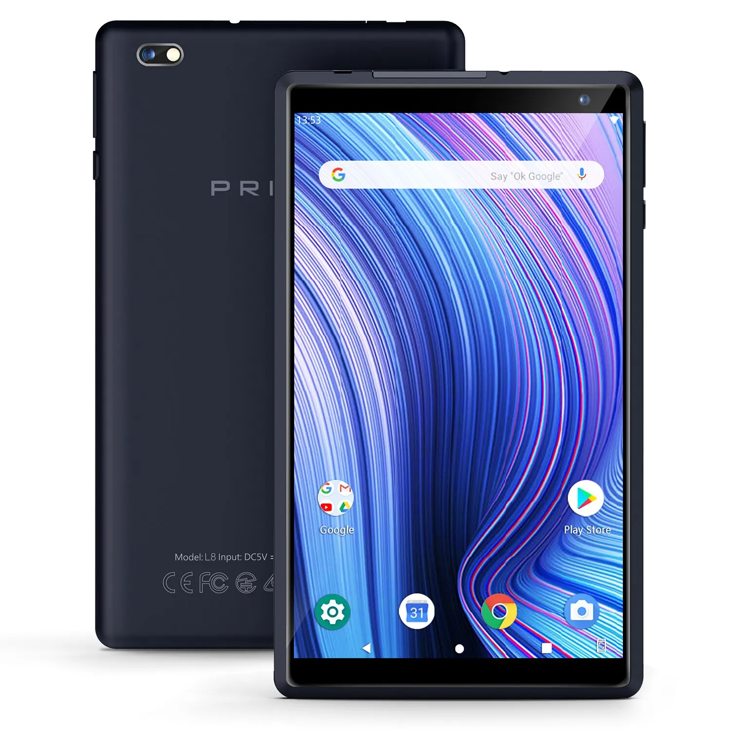 PRITOM Android Tablet 8 Inch 2GB RAM 32GB ROM Quad Core HD IPS Screen 8.0 MP Rear Camera WiFi Bluetooth Black