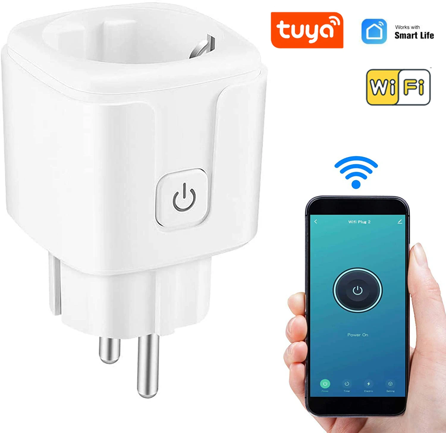 

Tuya Smart Plug WiFi Socket EU 16A Power Monitor Timing Function Smart Life APP Control Works With Alexa Google Assistant