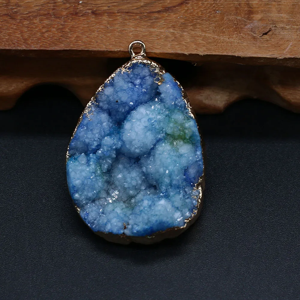 

Natural Agate Stone Charms Blue Crystal Bud Pendants For Jewelry Making DIY Necklace Earrings Bracelet Gift Wholesale 30x45mm