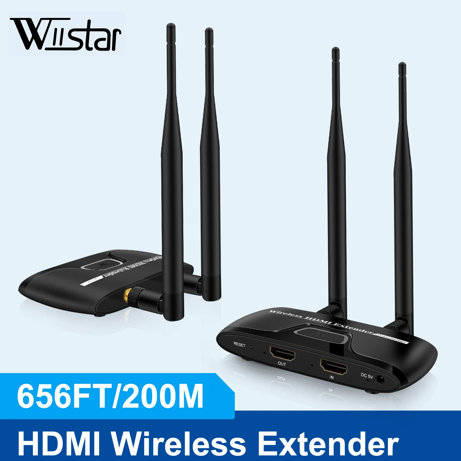 Wireless Wifi HDMI Extender 200M Dual Antenna Video Transmitter Receiver with HDMI Loop Output for PS4 Camera PC To TV