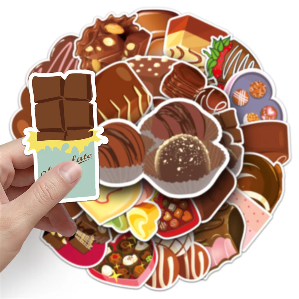 

10/30/50PCS Chocolate Cartoon Dessert Personalized Creative Sticker Desk Refrigerator Computer PhoneWaterproof Sticker Wholesale