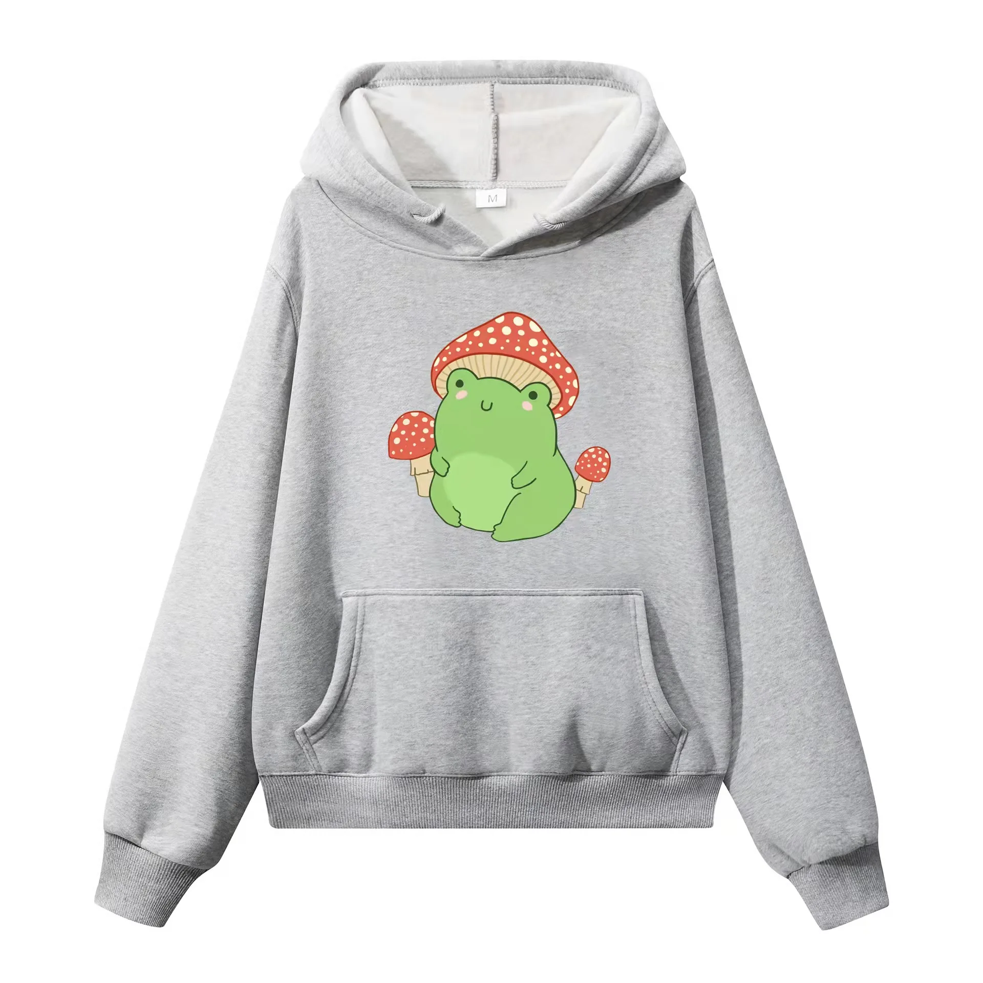 

Высококачественные женские хлопковые толстовки Sweashirt, милая толстовка с рисунком гриба лягушки, пуловер, свитшот, однотонные большие разме...