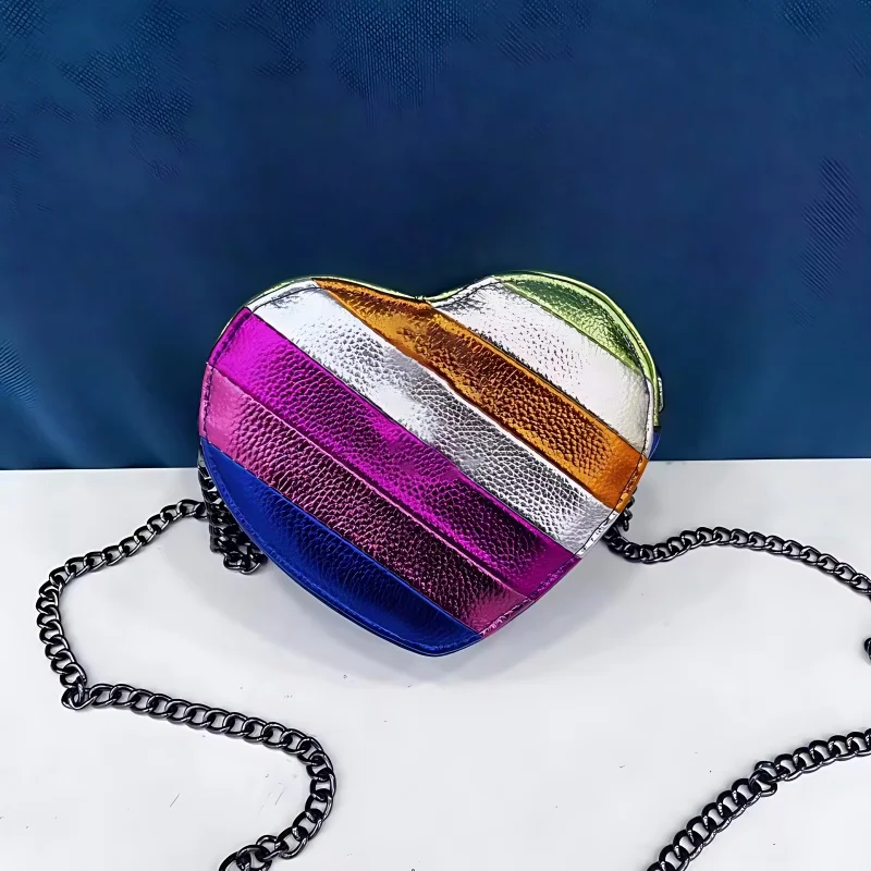 Женская Модная Сумка Через Плечо В Форме Сердца Яркая Из Искусственной Кожи С