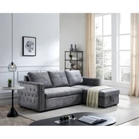 Sectional Sofa with Pull-Out Bed Storage Chaise Loveseat Couch for Living Room and Apartment Black Reversible Sleeper