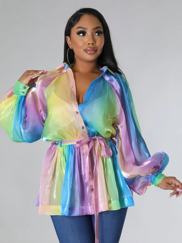 

Женская атласная блузка с длинным рукавом и отложным воротником