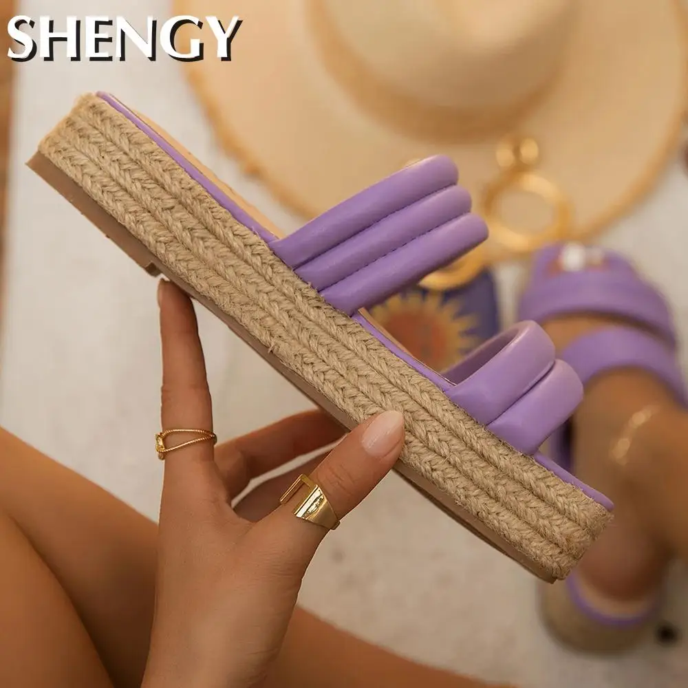 Женские сандалии без застежки повседневные пляжные шлепанцы на платформе с