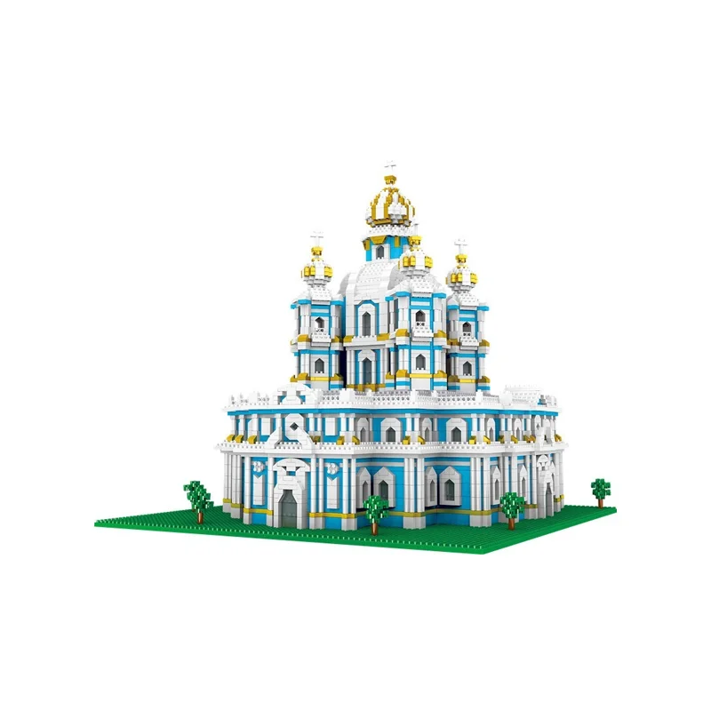 

Lezi 8042 World Architecture Russia Smolny Monastery Church 3D Model Mini Diamond Blocks Bricks Building Toy for Children No Box