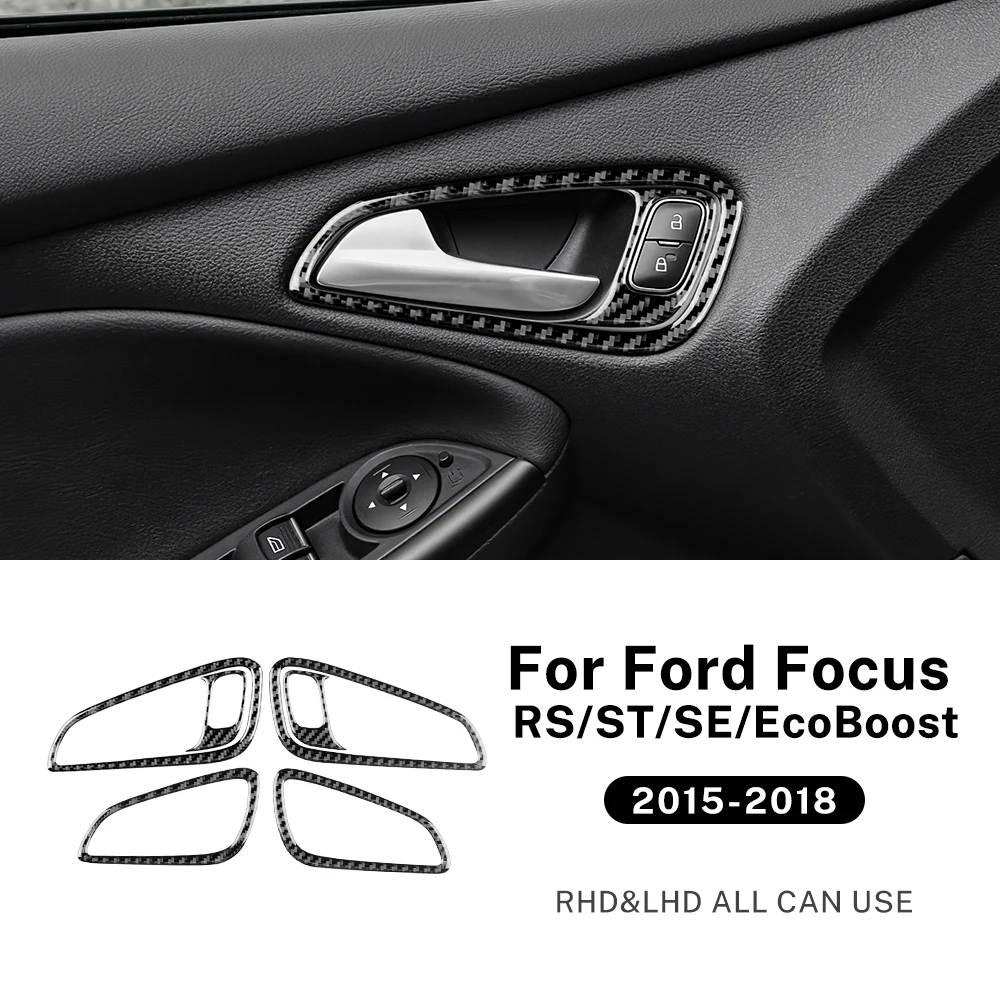 

Настоящая наклейка из мягкого углеродного волокна для Ford Focus SE RS ST Ecoboost 2015 2016 2017 2018 LHD RHD, внутренняя дверная ручка автомобиля, отделка панели