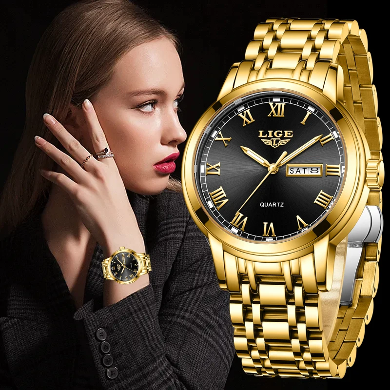 Lige 2023 New Gold Watch Women Orologi Ladies Creative Steel Women'S Bracciale Orologi Orologio Impermeabile Femminile Relogio Feminino