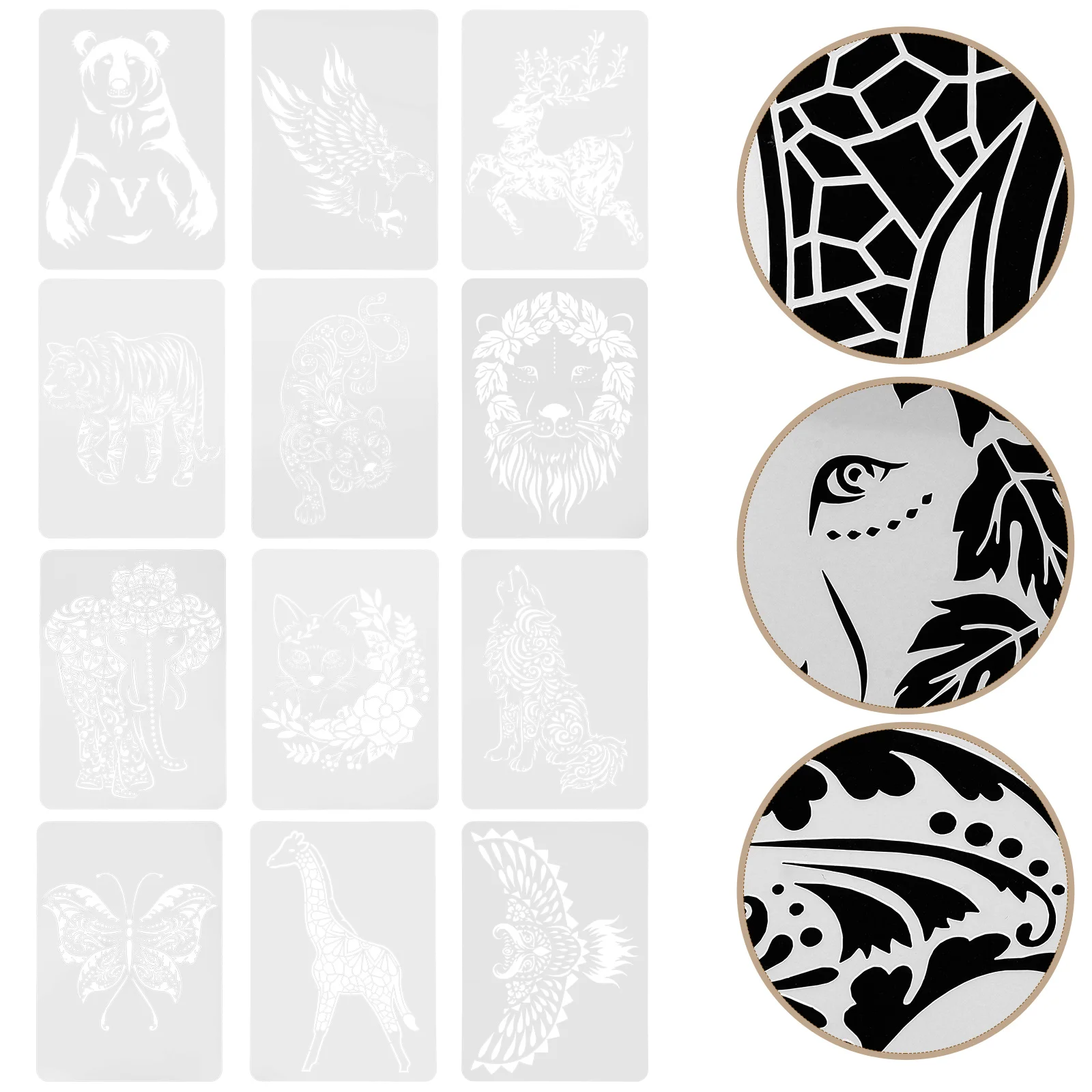 

12 Pcs Utincilios De Animal Stencils Painting Wood Walls Tool Crafts Plastic Utility