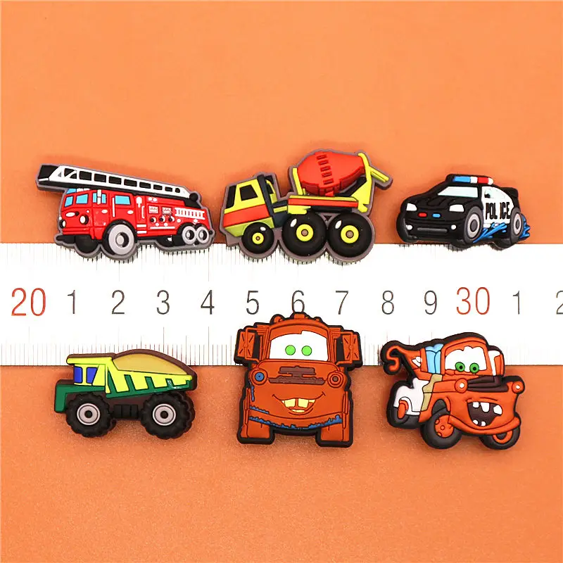 Single Sale 1pcs PVC Shoe Charms Engineering Vehicle Shoe Buckles Decorations Shoe Accessories fit Croc JIBZ Kid's Party Gifts