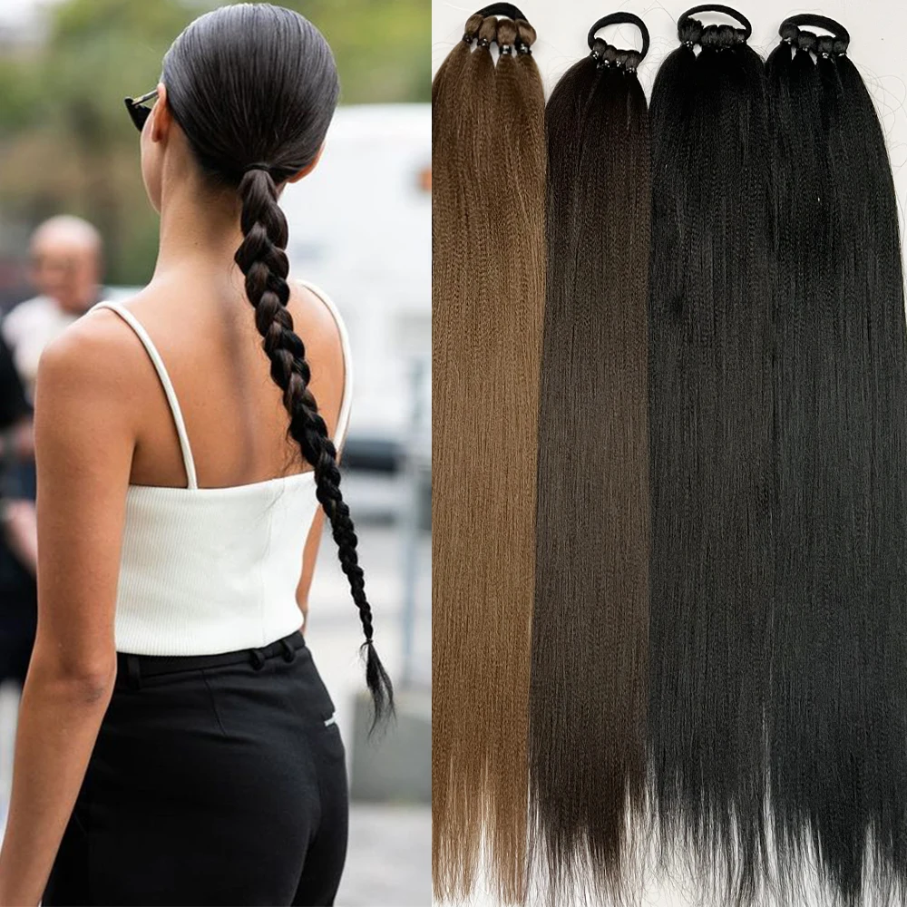 Натуральный Синтетический хвост Yaki серые удлинители оплетки для бокса окантовка