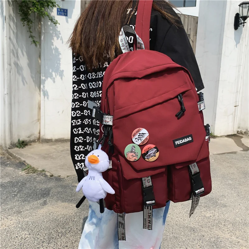 

Couples Waterproof Cute Backpack Nylon Female Harajuku School Bag College Lady Kawaii Backpacks Fashion Book Girl Bags Student