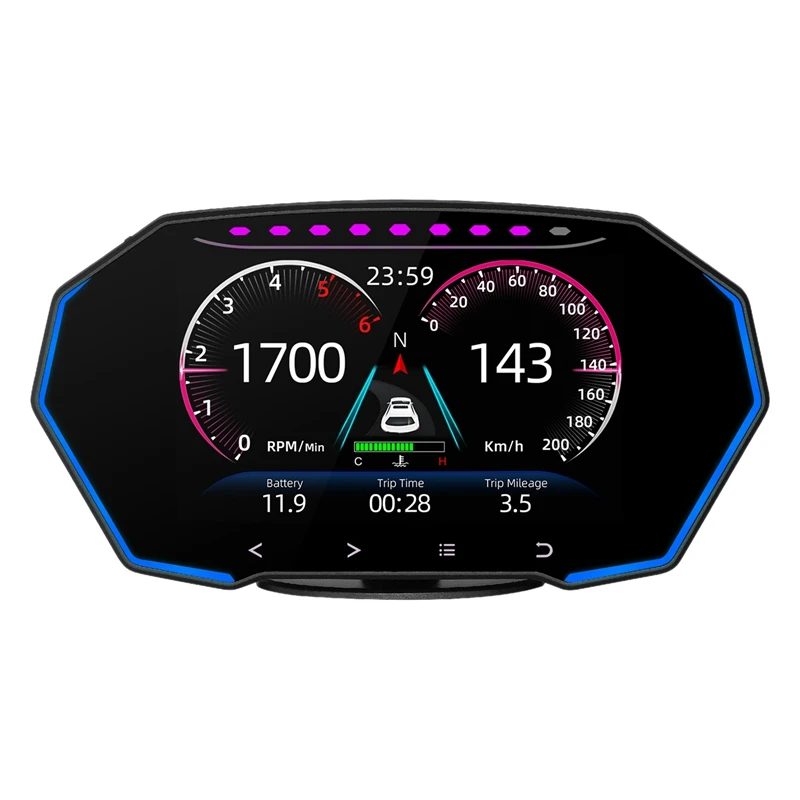 

Автомобильный дисплей на лобовое стекло HUD OBD2 GPS 4 дюйма Автомобильный спидометр сигнализация безопасности Температура воды масла превышен...