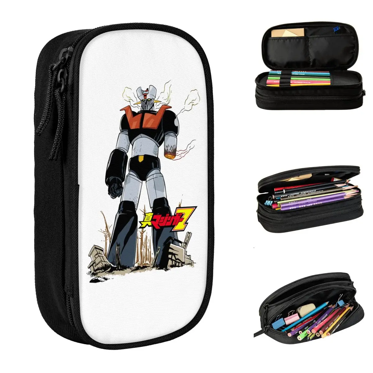 

Mazinger Z Cartoon Anime Pencil Case Lovely Robot Pen Box Bags Kids Large Storage Students School Cosmetic Pencilcases