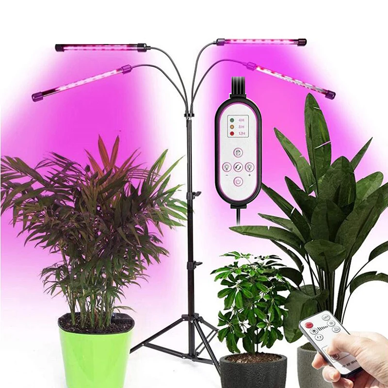 LED Grow Light 5 Head Full Spectrum Growing Lamp Tripod Stand with Remote Control Hydroponic Phyto Lamp for Indoor Plants