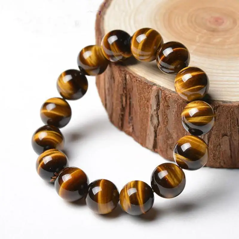 

Natural Tiger Eye Braclet Gemstone Bangle Men Women Healing Jewelry Tigers Eye Crystal Healing Stones Beads Elastic Bracelets