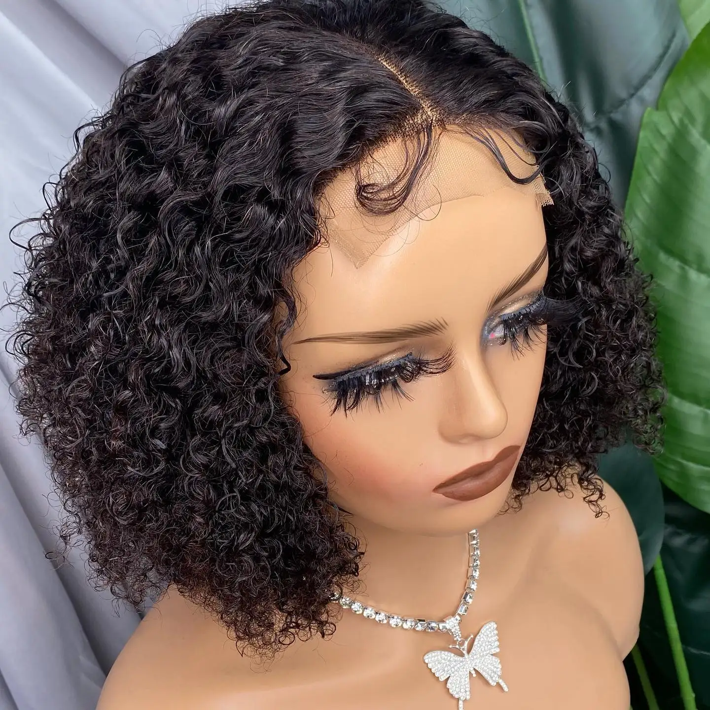 

Короткий кудрявый парик с застежкой на сетке 4x4, бразильские парики без повреждения кутикулы, парики из человеческих волос с глубокой волно...