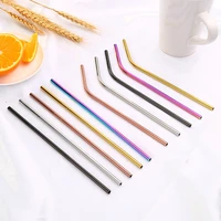 304 stainless steel reusable straws straight bent drinking metal straw with cleaning brush for mugs 2030oz party bar accessory