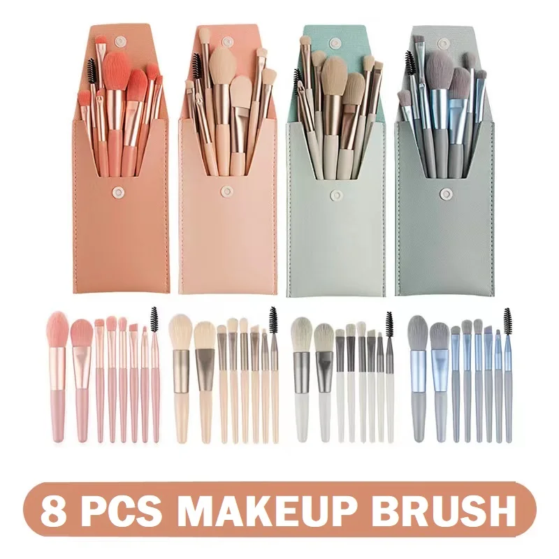 

8 Pcs Soft Fluffy Portable Makeup Brushes Cosmetics Tools Foundation Blush Powder Eyeshadow Blending Beauty Makeup Brushes Set