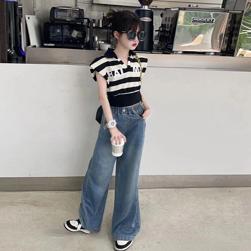 

Girls Retro High Waist Wide Leg Jeans 2022 Summer Cigarette Pants Casual Trendy Boys