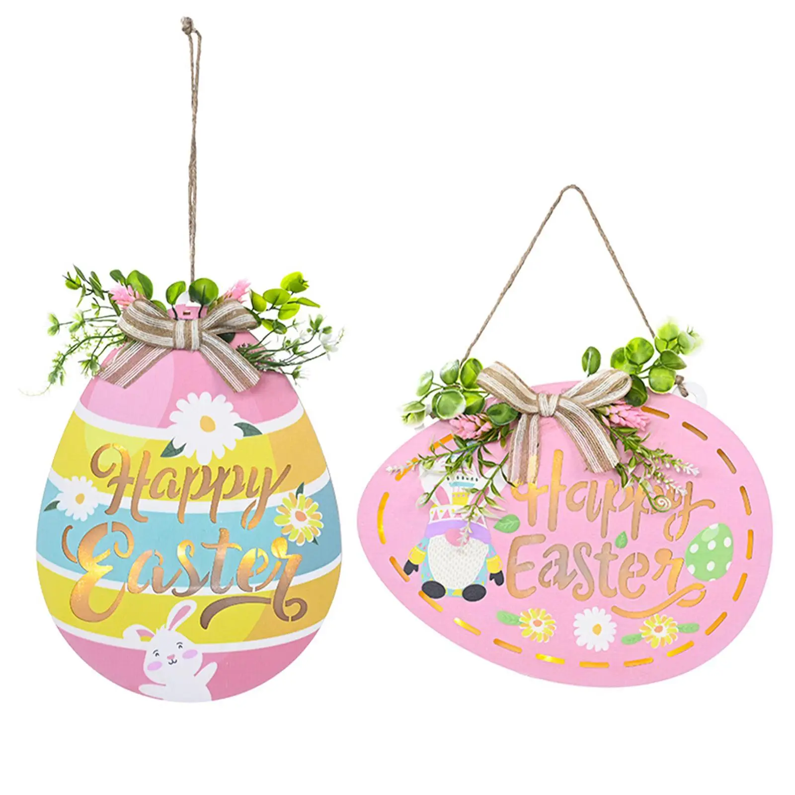 

Wood Easter Door Sign Plaque W/ Light Wall Hanging for Party Favors Decor