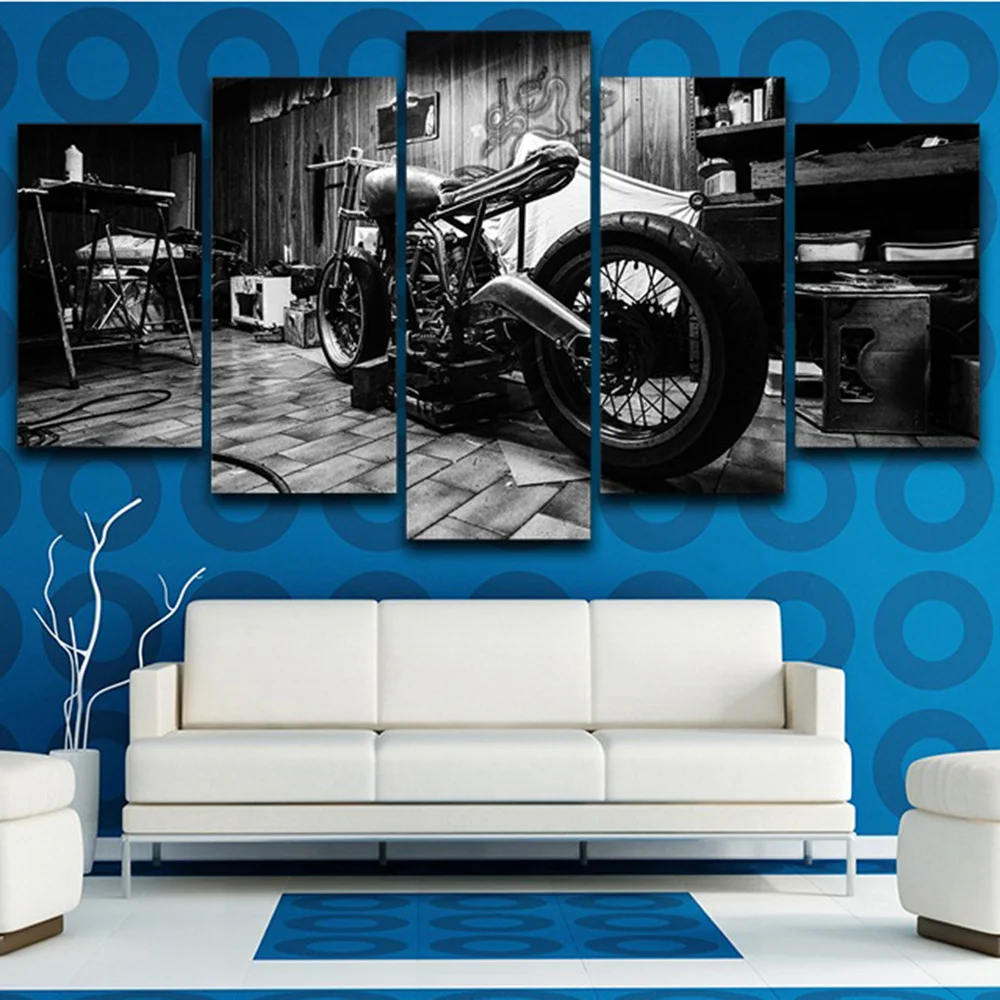 

Motorcycle Wall Art Posters and Prints 5 PCS Canvas Paintings Modular Wall Hanging Pictures Modern Wall Chart Living Room Decor