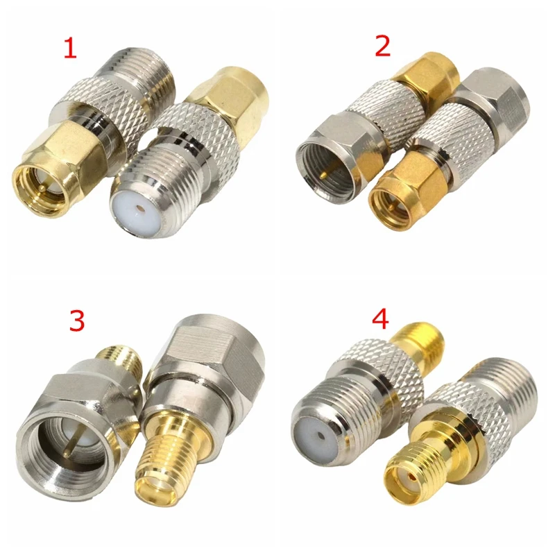 2Pcs/lot SMA To F Female Male Straight Connector RPSMA To F TV Type Adapter RF Coaxial Connector Brass Gold Plated High Quality