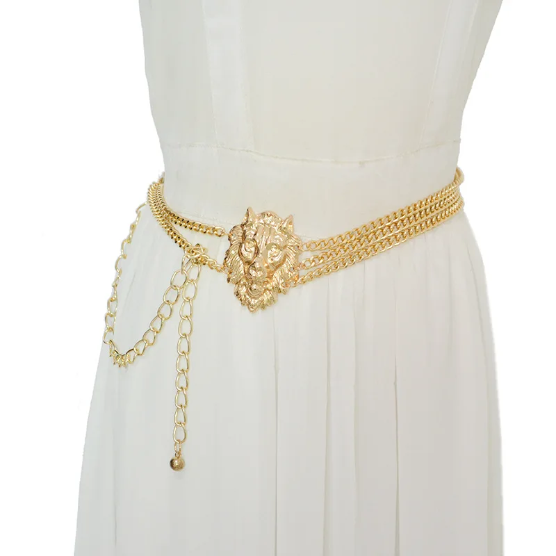 Ремень женский универсальный повседневная бижутерия в виде головы льва