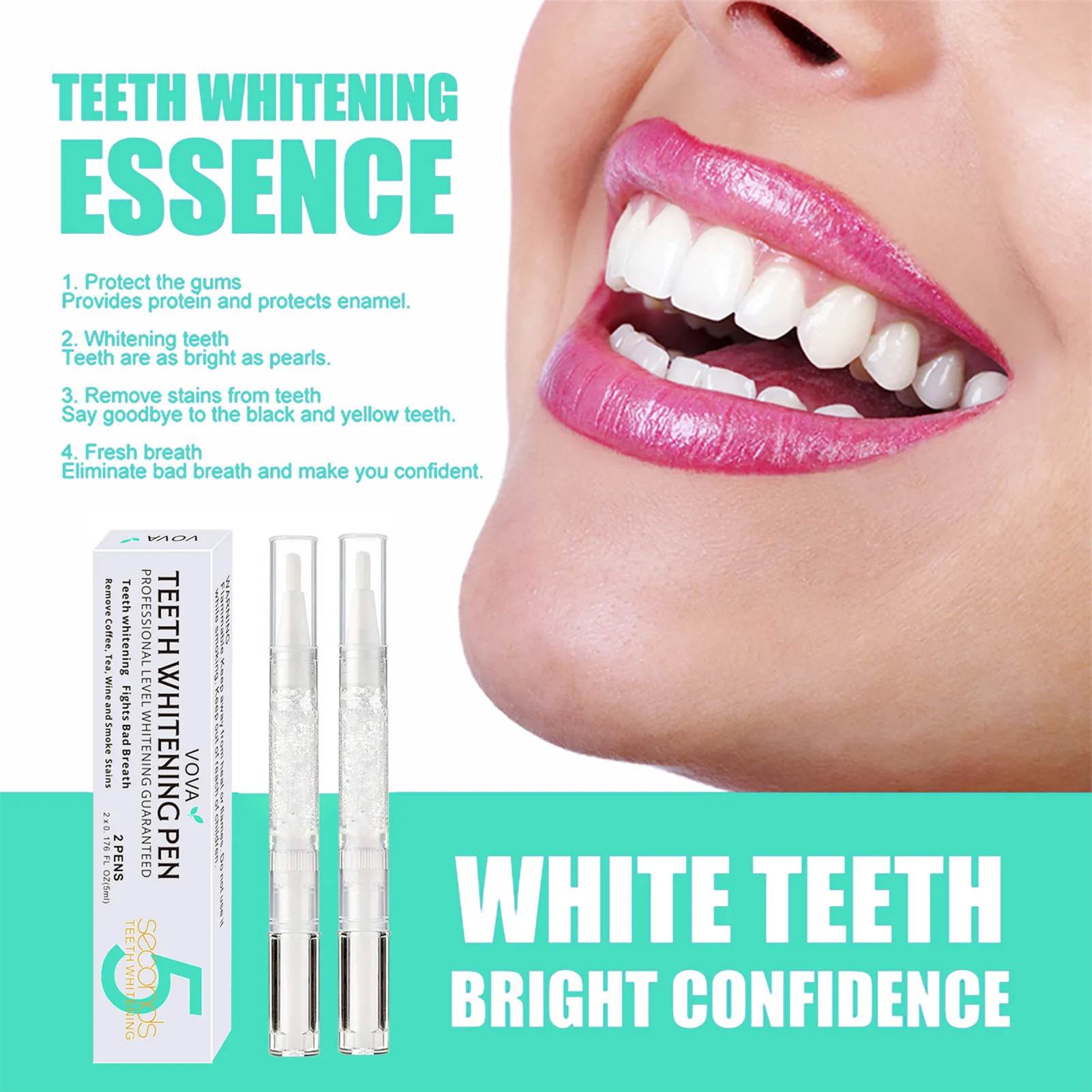 

2Pcs 5ml Teeth Whitening Pen Cleaning Serum Remove Plaque Stains Whitening Teeth Oral Hygiene Care Bleach Tooth Beautiful Smile