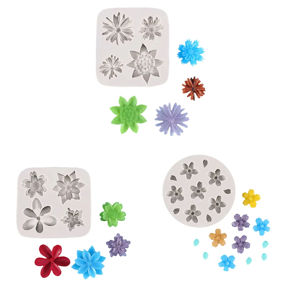 

Mini Sunflower Cherry Blossom Daisy Silicone Mold DIY Polymer Clay Panel Charm for Jewelry 3D Uv Resin Mould Plaster Casting