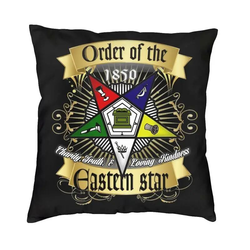 

Eastern Star Logo Freemason Cushion Cover 40x40cm Home Decorative 3D Printing Throw Pillow for Car Two Side Sofa Cushions