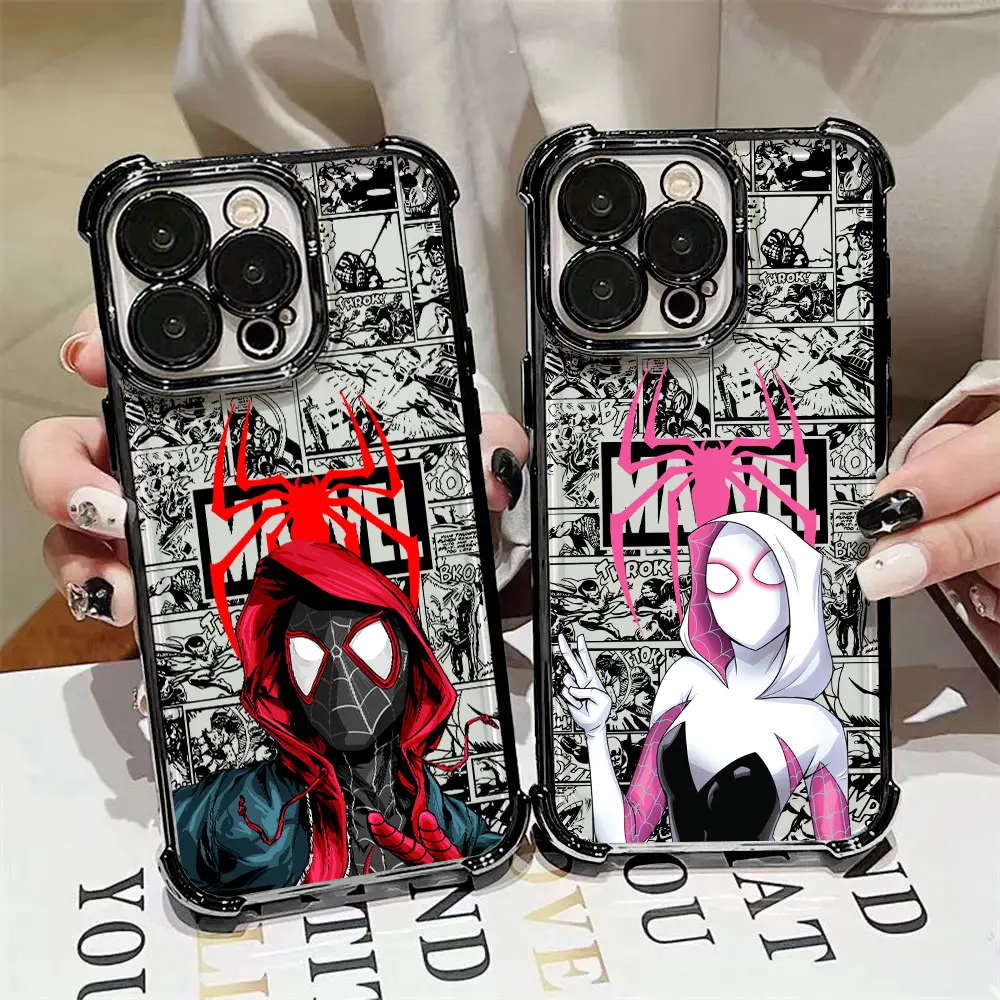 Фото Чехол для Samsung Galaxy A57 A37 A17 A07 A56 A16 A26 A06 A36 A55 A35 A25 5G A14 A52 A54 с изображением Человека-паука Майлза Моралеса и Гвен из комиксов №1