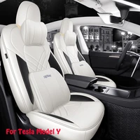 car seat cover for tesla model y 2020 2021airbag compatible synthetic leather cushion protector all weather water proof custom