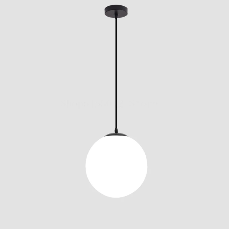 

Black Wire Glass Ball LED Pendant Lights Living Room Decoration White Globe Hanging Lamps Bar Restaurant Home Deco Pendant Lamp