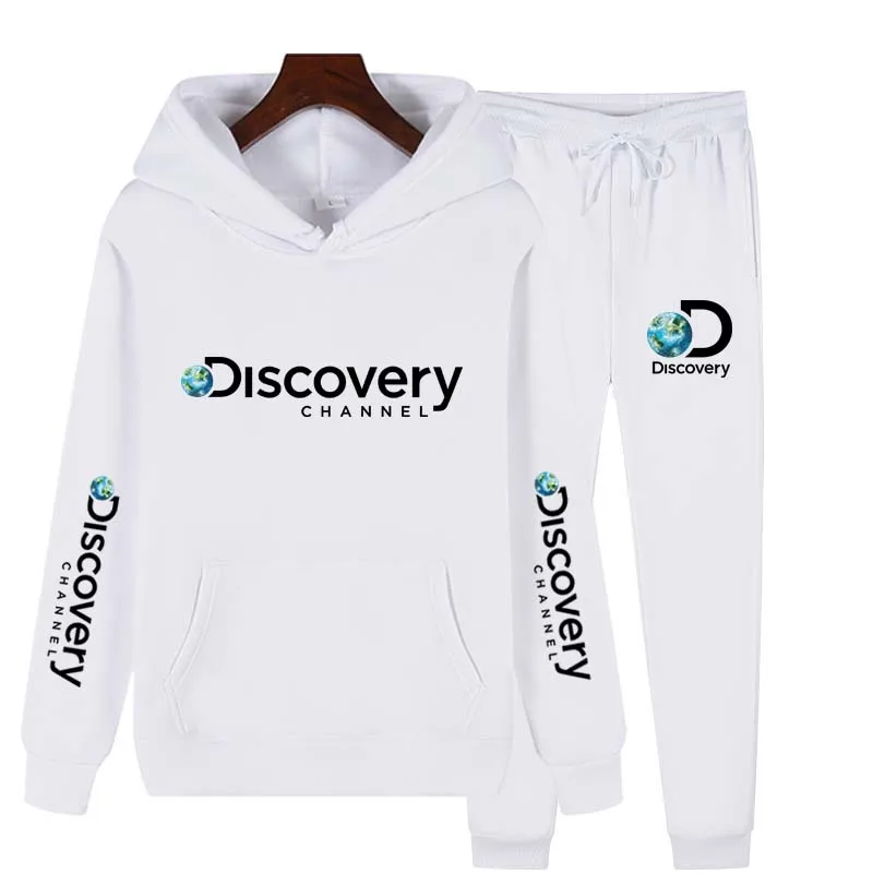 

Men's Fashion Discover Print Couple Hoodies Sweatshirt + Sweatpants Suit Autumn Winter Warm Fleece Tracksuit Sets Hooded Clothes