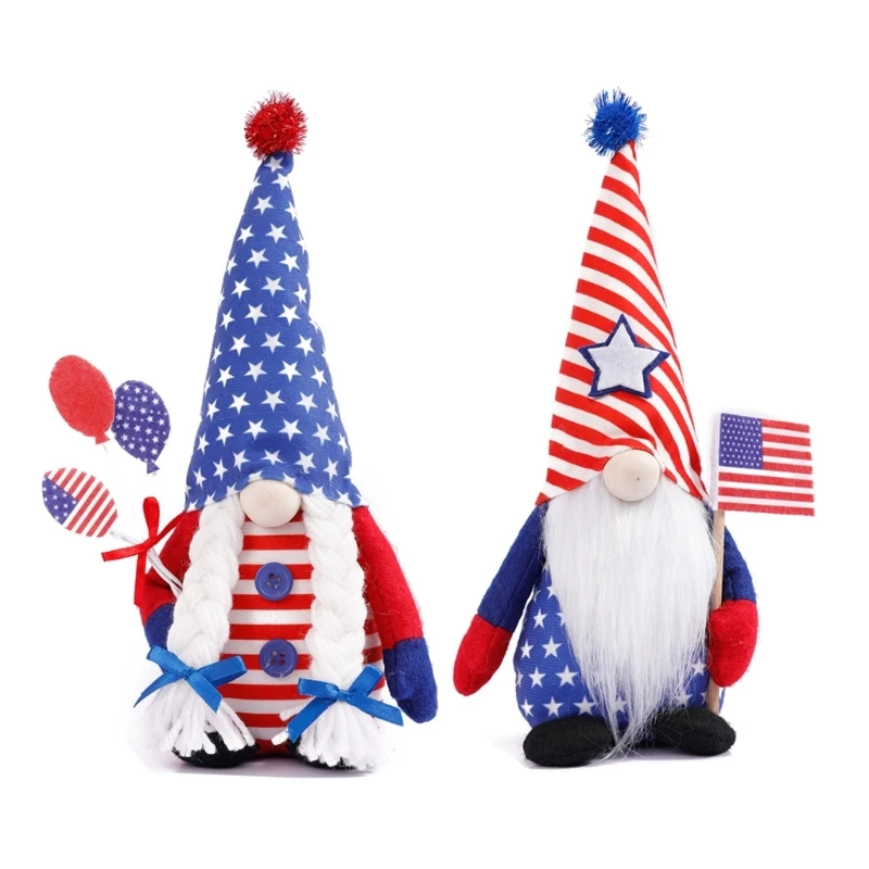 

K1MF Patriotic Gnomes 4th of July Decoration Independence Day Gnomes Tabletop Figurine Household Ornaments for Kitchen Shelf