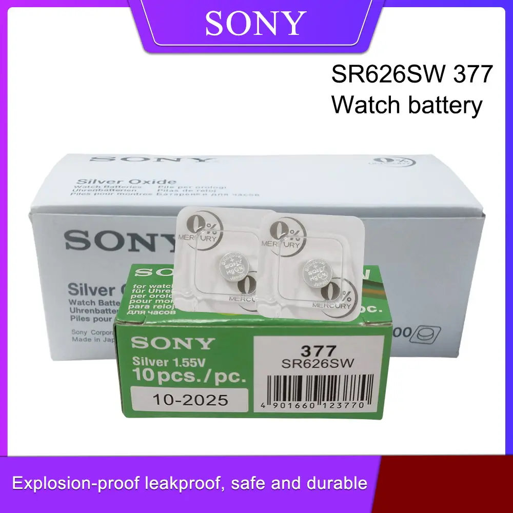 

Sony 377 377A SR626SW AG4 SR626 LR66 LR626 1.55V Silver Oxide Watch Battery For LED Headphone Scale Calculator Button Cell
