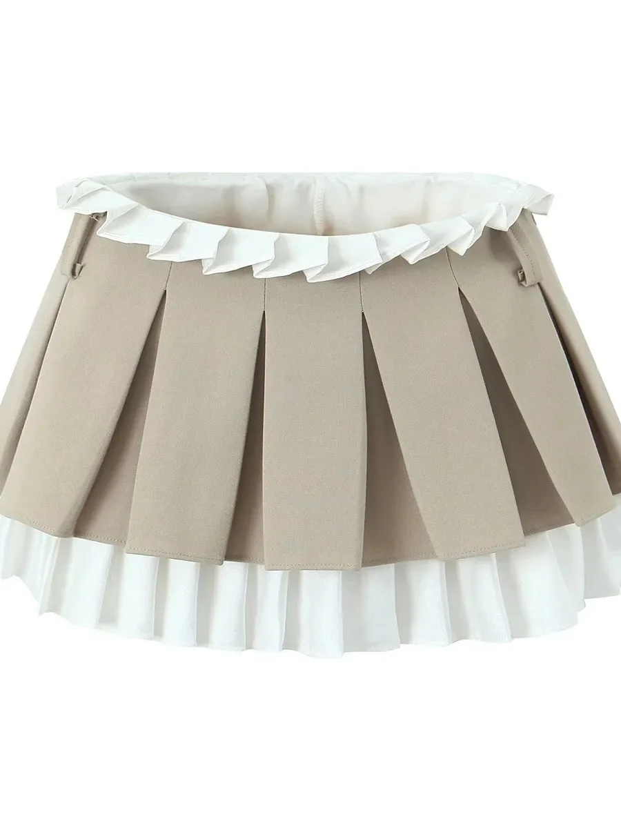 Стильная плиссированная юбка с высокой талией в американском стиле для женщин