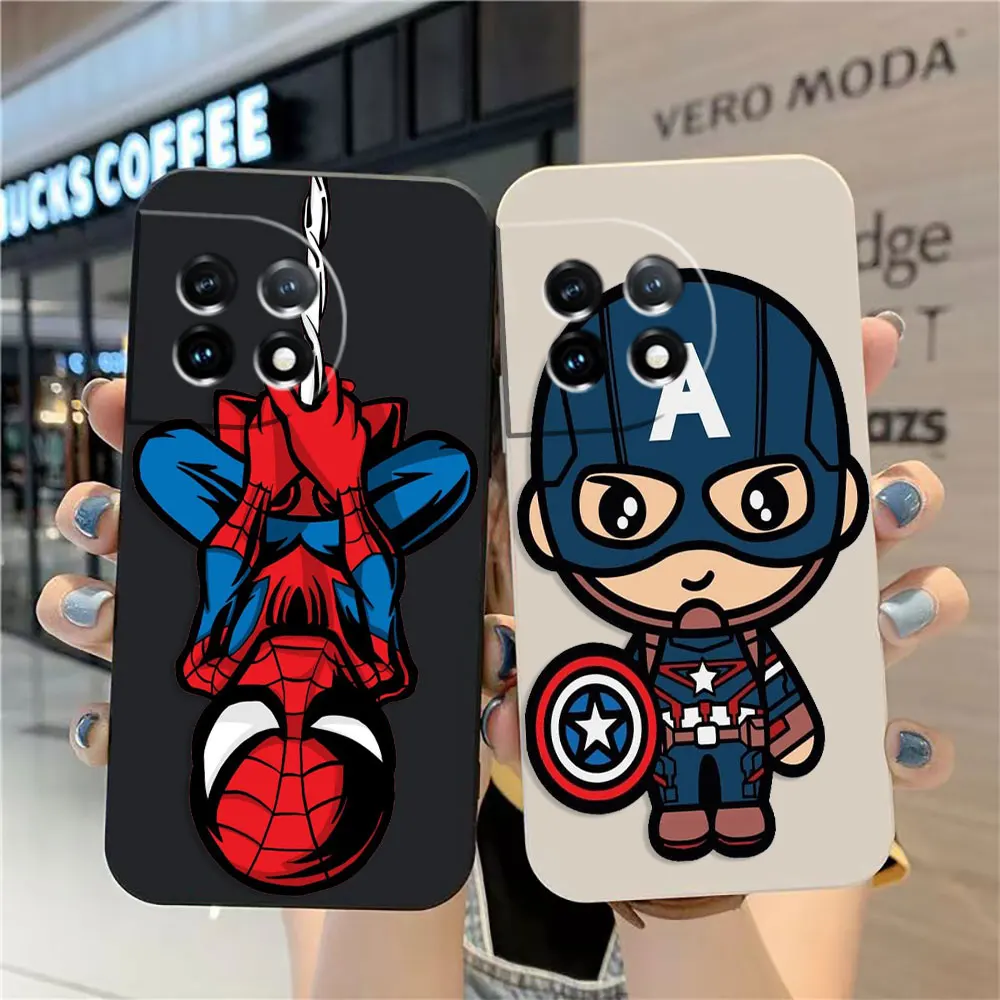 

Case For Oneplus 11 10 9 9R 9RT 8 8T 7 7T ACE 2 2V NORD CE 2 Lite Pro Colour Simple Liquid Case Spiderman Captain America