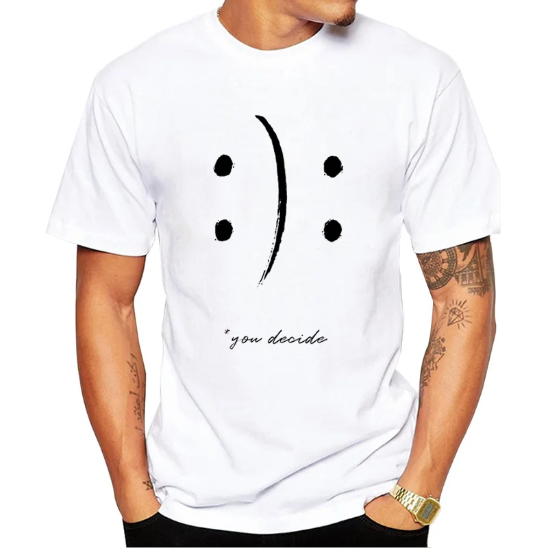 

2022 Hipster Man T-Shirt Fashion You Decide Smileys Printed Tshirts Short Sleeve Cool t shirts Funny Essential Tee